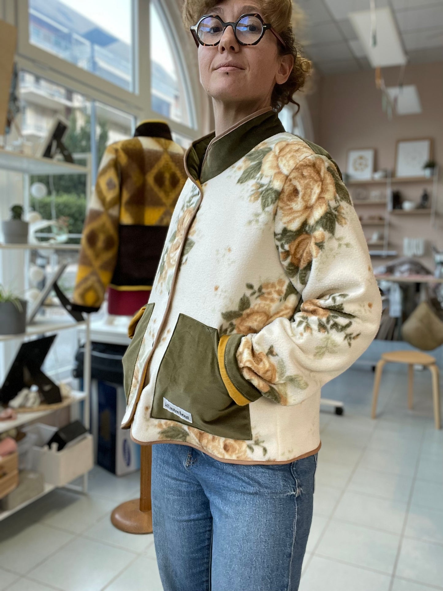 Veste Mazette - plaid fleuri