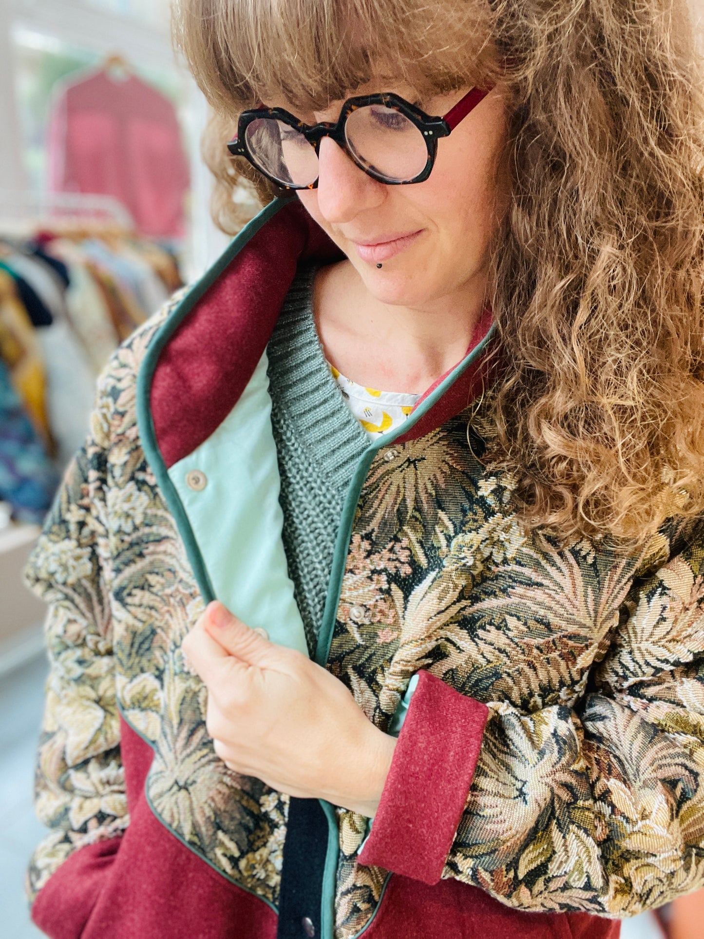 Veste Mazette : tapisserie verte