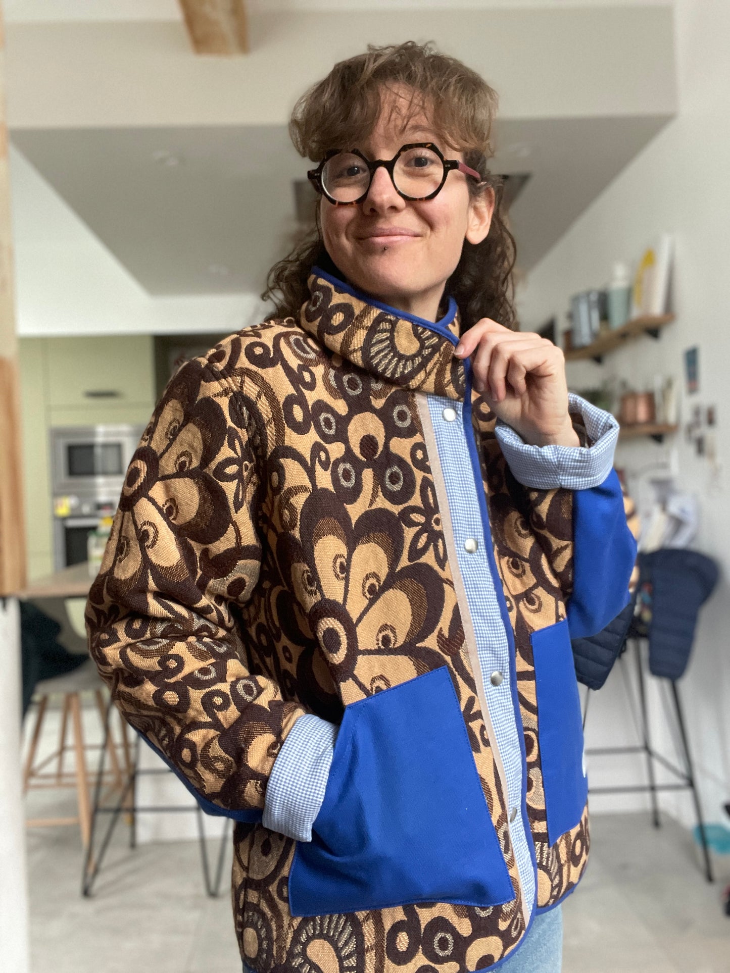 Veste Mazette : couverture vintage et bleu de travail