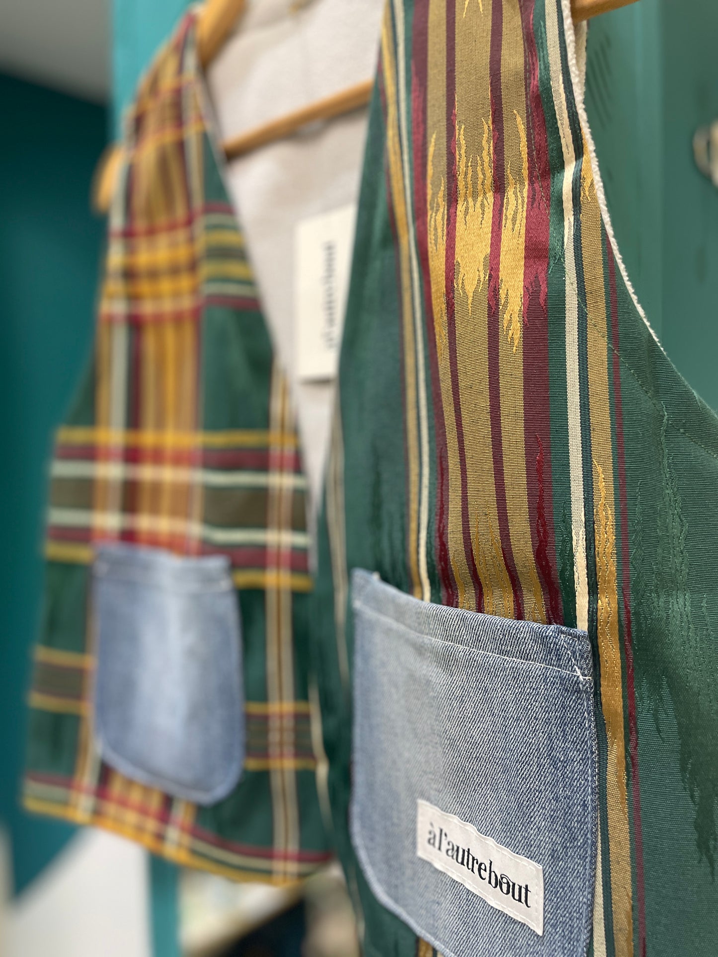 Gilet - nappe tartan kaki