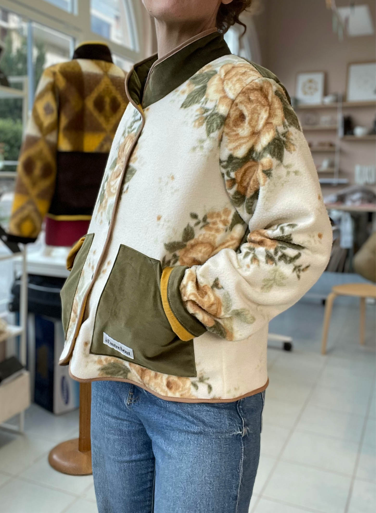Veste Mazette - plaid fleuri