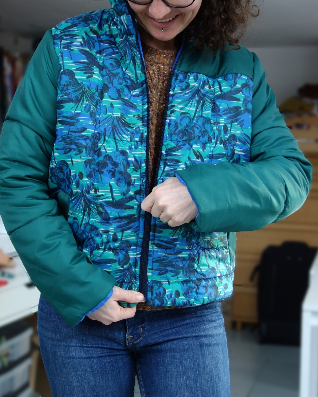 Doudoune Vert et Bleu