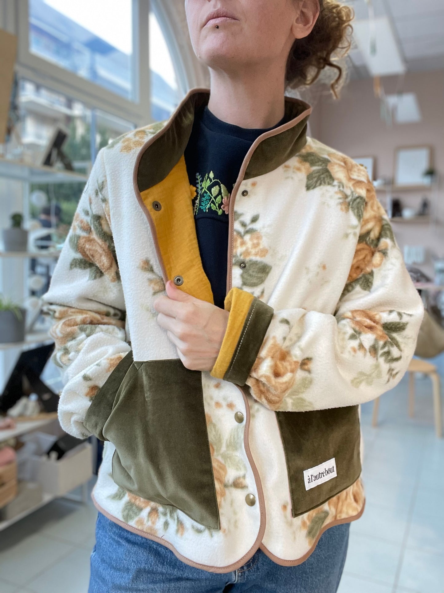 Veste Mazette - plaid fleuri