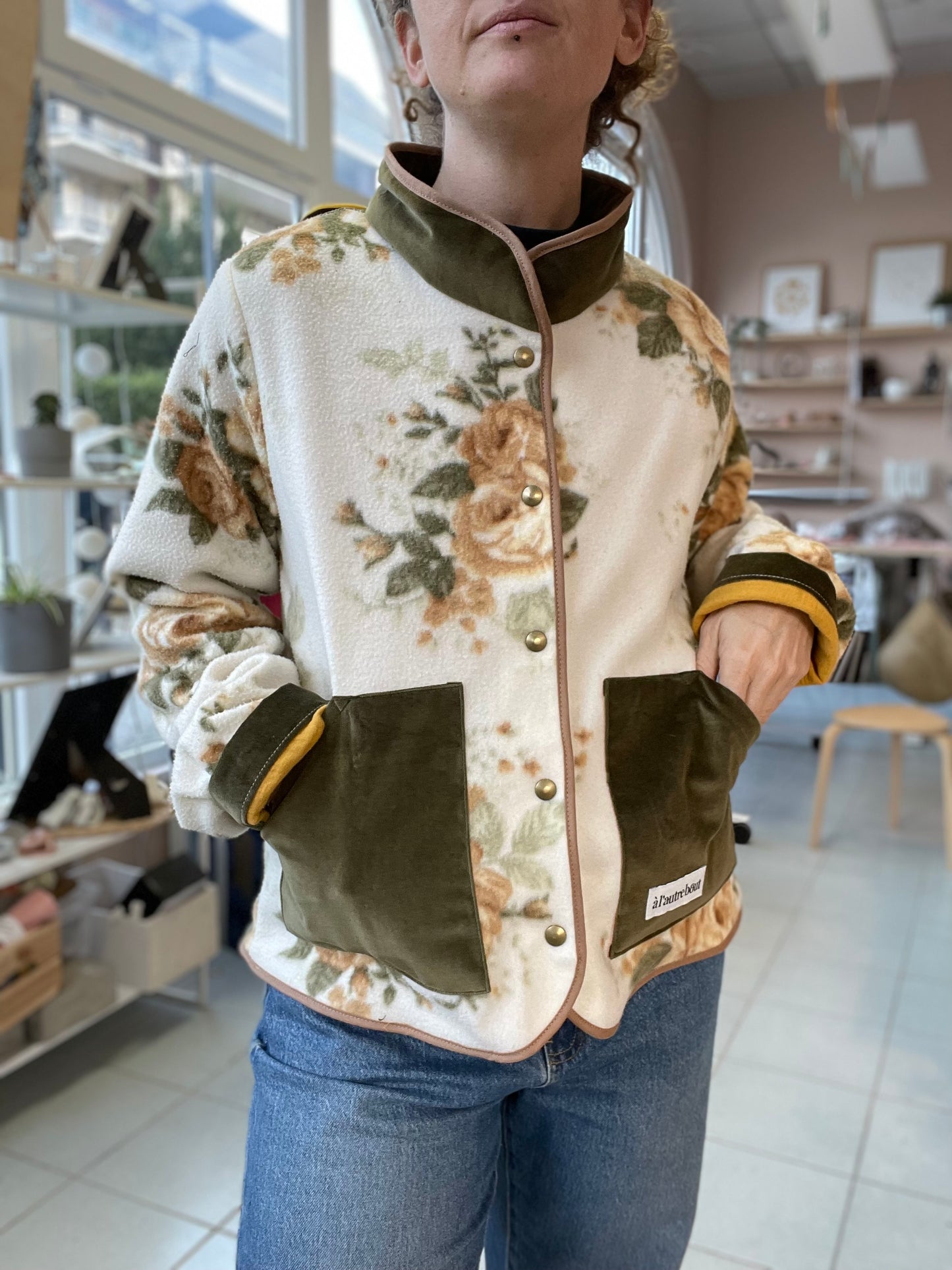 Veste Mazette - plaid fleuri