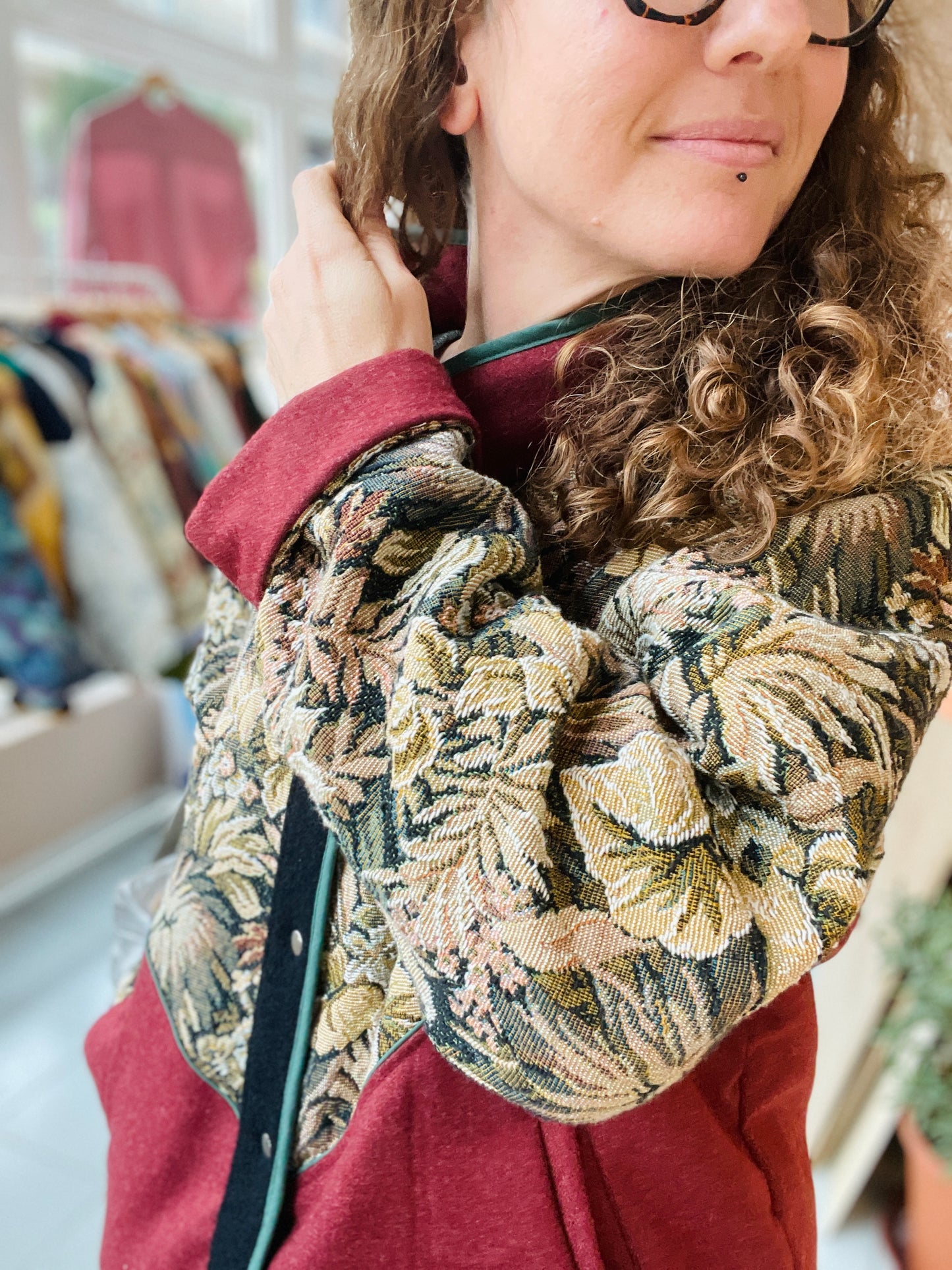 Veste Mazette : tapisserie verte