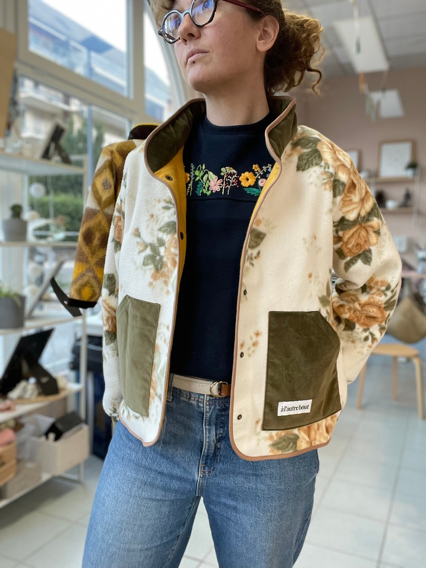 Veste Mazette - plaid fleuri