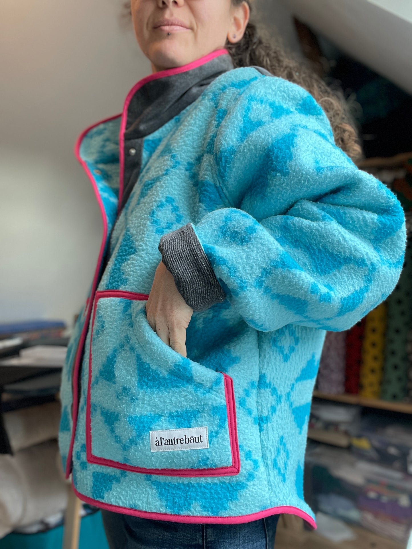 Veste Mazette - couverture polaire bleue