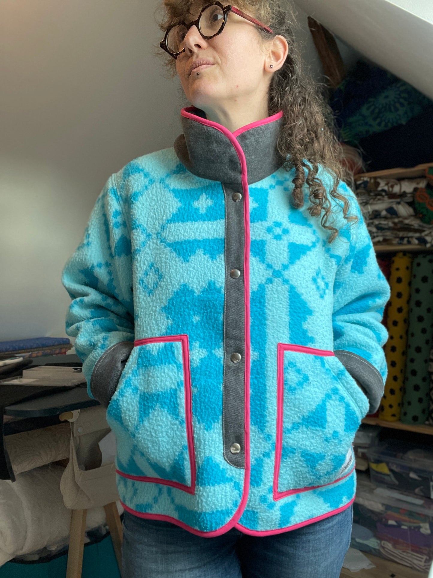 Veste Mazette - couverture polaire bleue