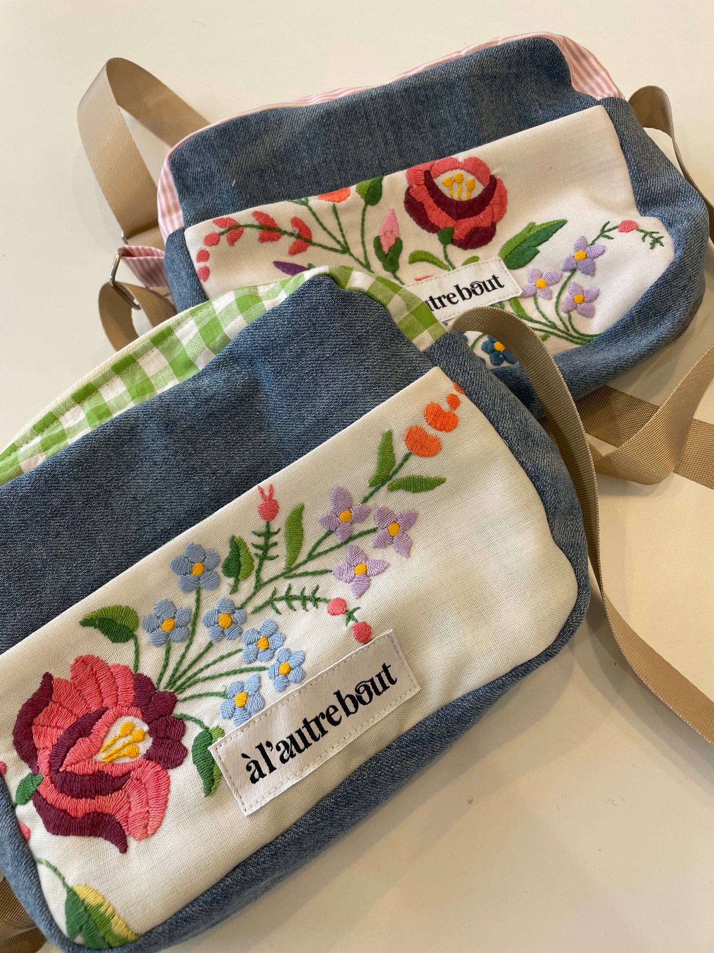 Sac rectangle - broderie et vichy