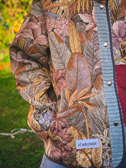 Veste Mazette : tapisserie et velours côtelé bordeaux