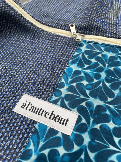 Sac demi lune - tissu lourd et texturé bleu