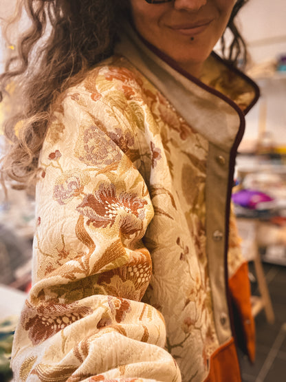 Veste Mazette : tapisserie, orange et bordeaux