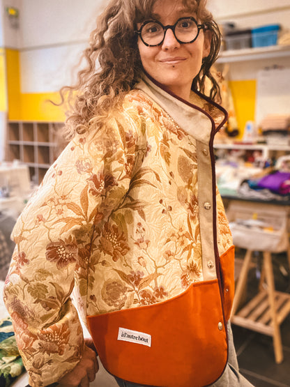 Veste Mazette : tapisserie, orange et bordeaux