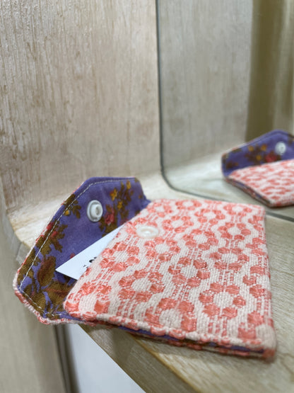 Porte carte - corail tissé