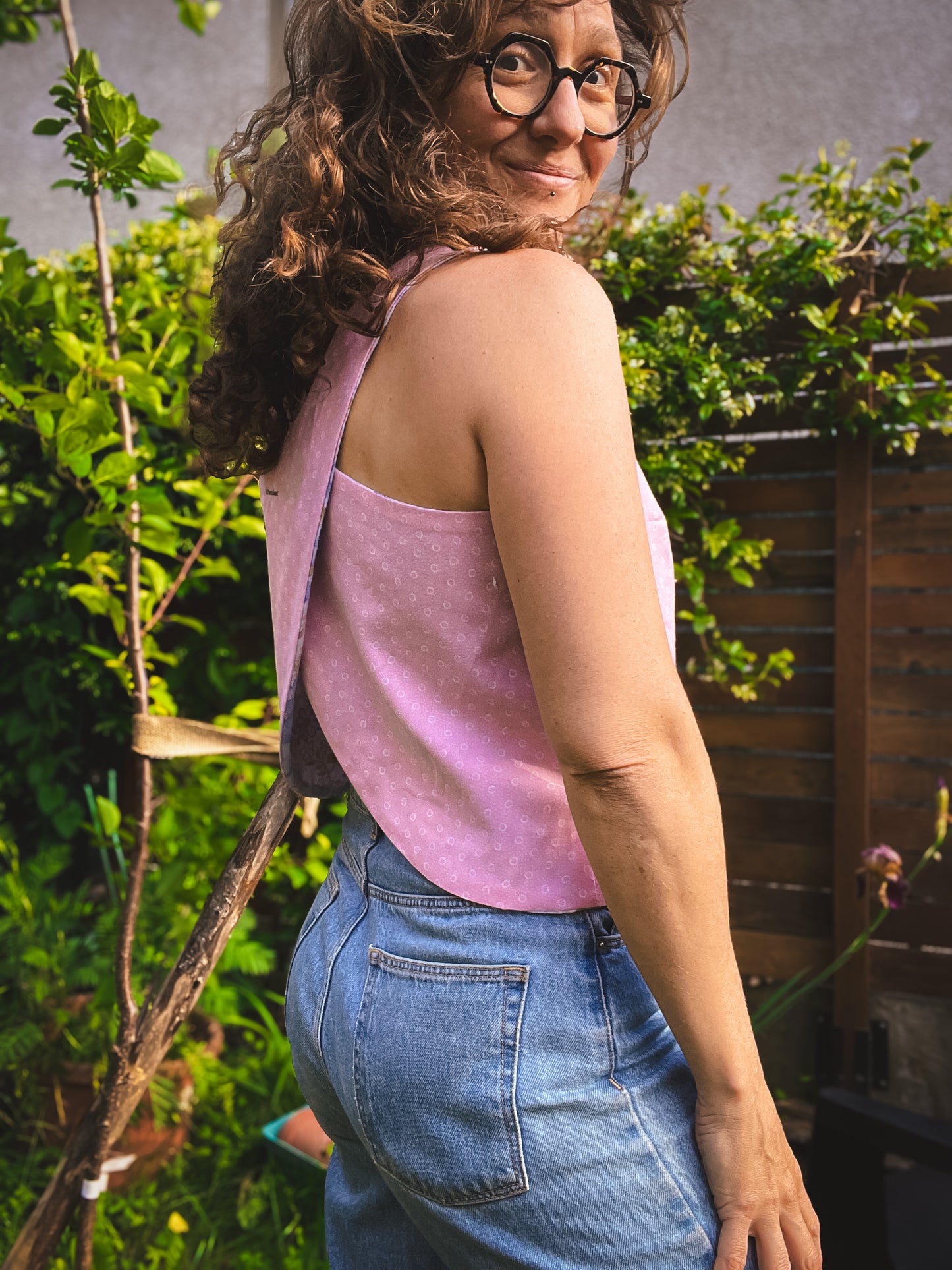 Top Fleur bleue - Reversible, Dos croisé
