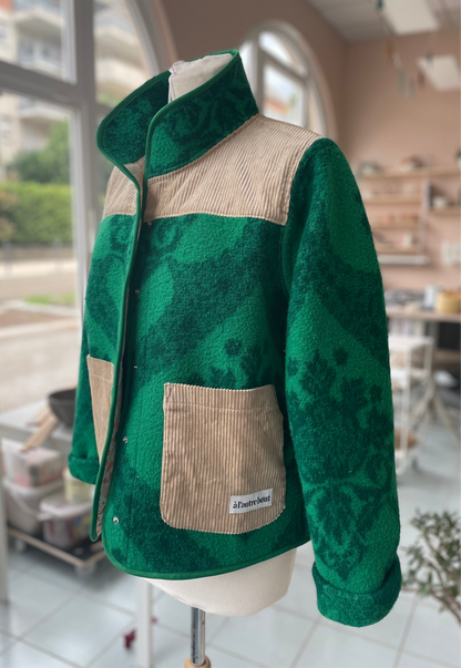 Veste Mazette : couverture verte et velours côtelé