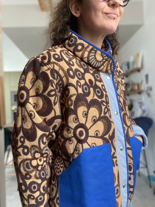 Veste Mazette : couverture vintage et bleu de travail