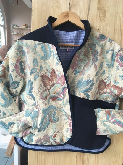 Veste courte - tapisserie bleue