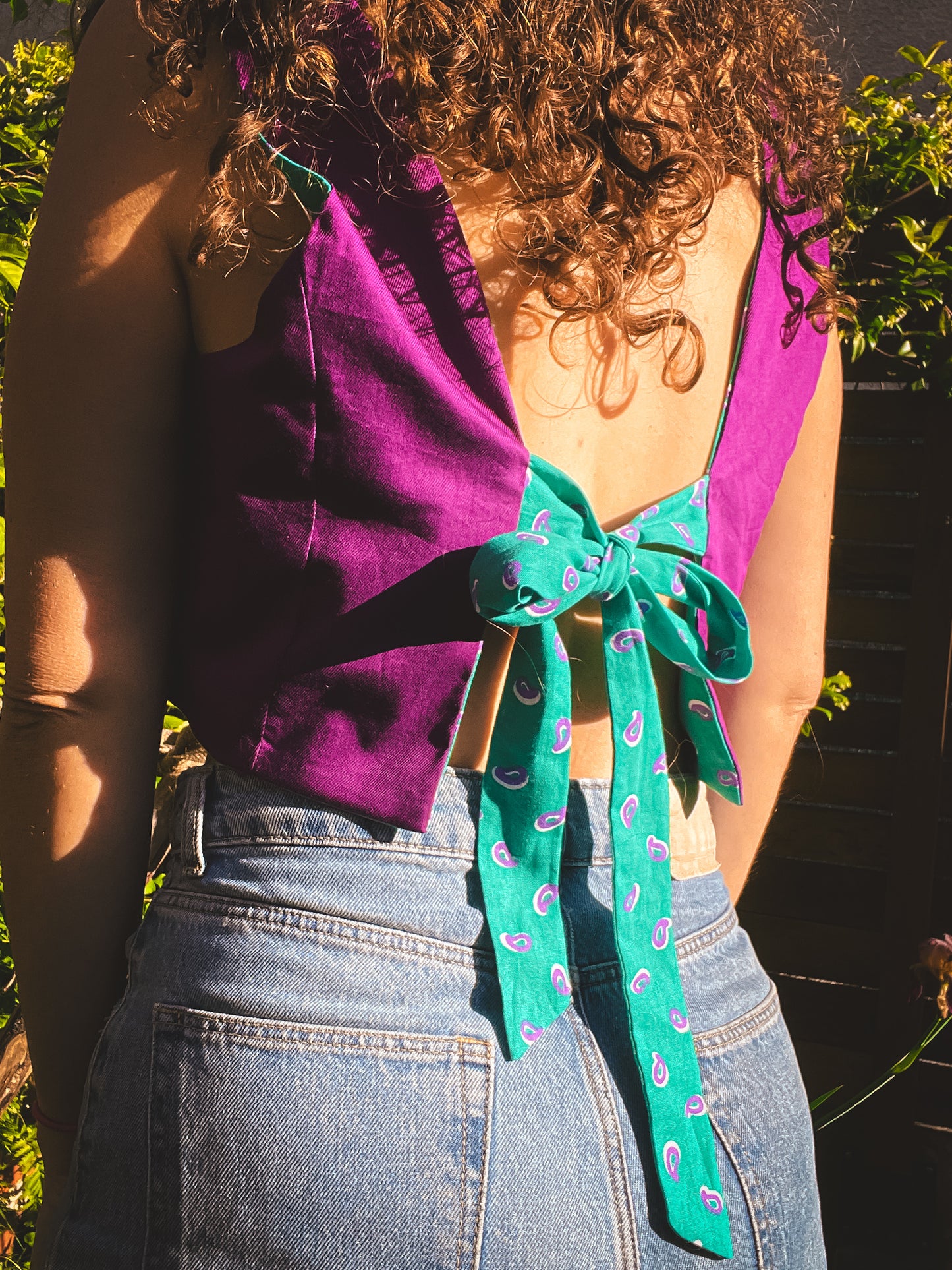 Crop top rétro provençal  - Reversible