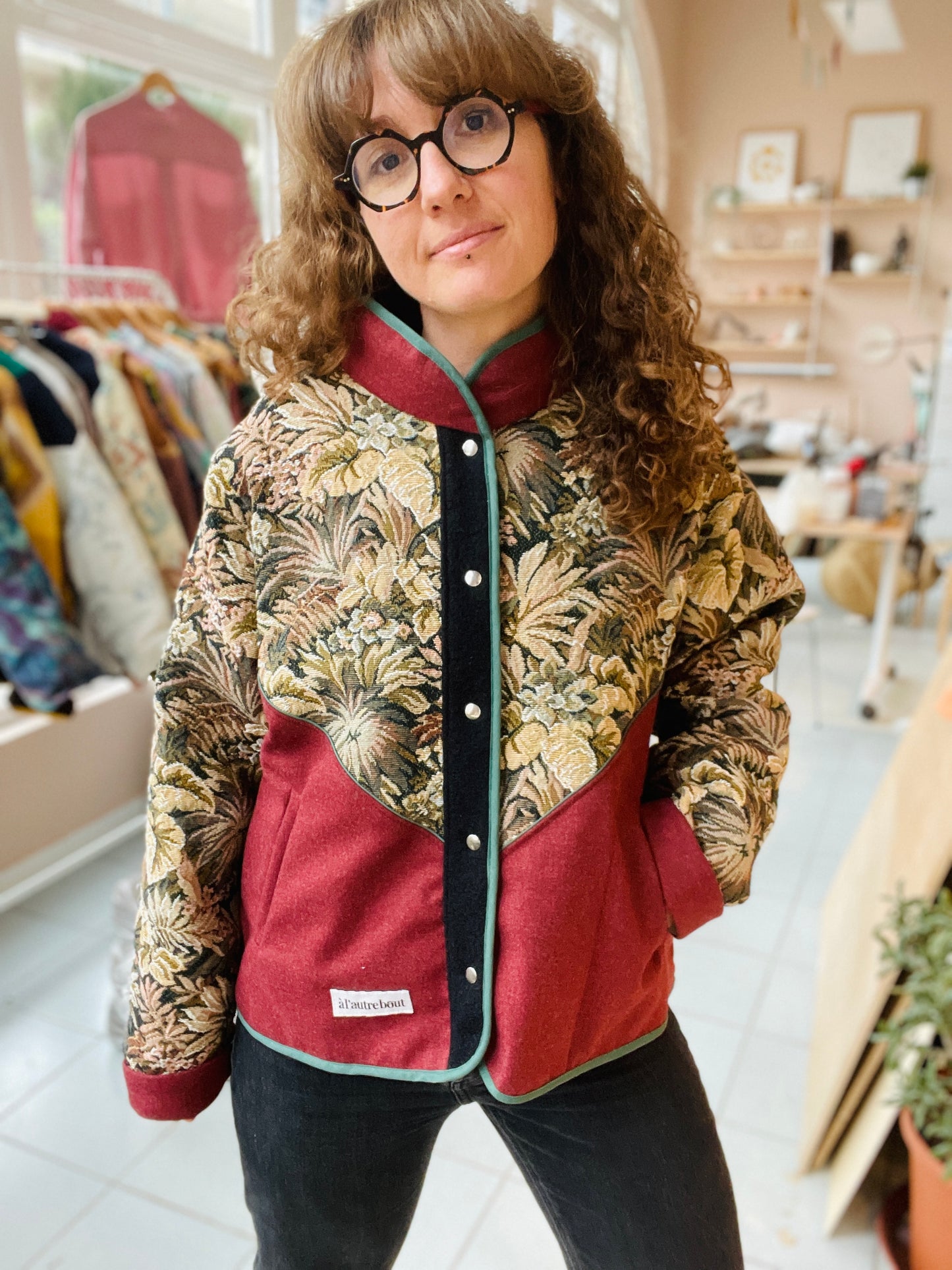 Veste Mazette : tapisserie verte