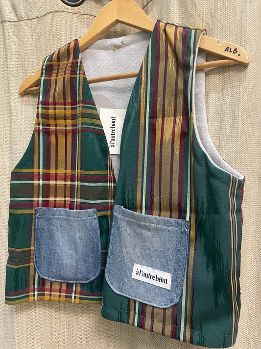 Gilet - nappe tartan kaki