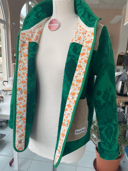 Veste Mazette : couverture verte et velours côtelé