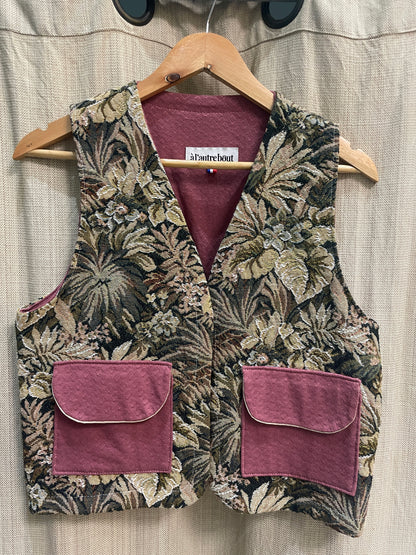 Gilet - tapisserie fleurie et bordeaux