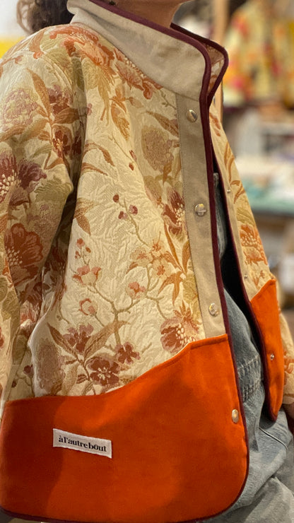 Veste Mazette : tapisserie, orange et bordeaux