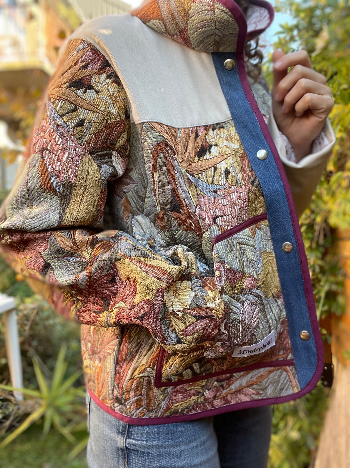 Veste Mazette : tapisserie et velours écru