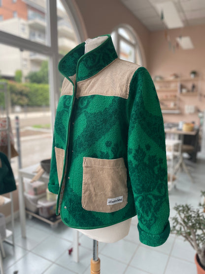 Veste Mazette : couverture verte et velours côtelé