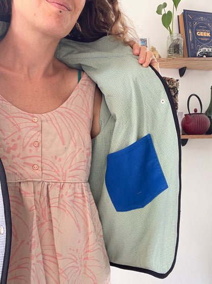 Veste Mazette : tapisserie et bleu de travail
