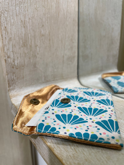 Porte carte - coquillages dorés