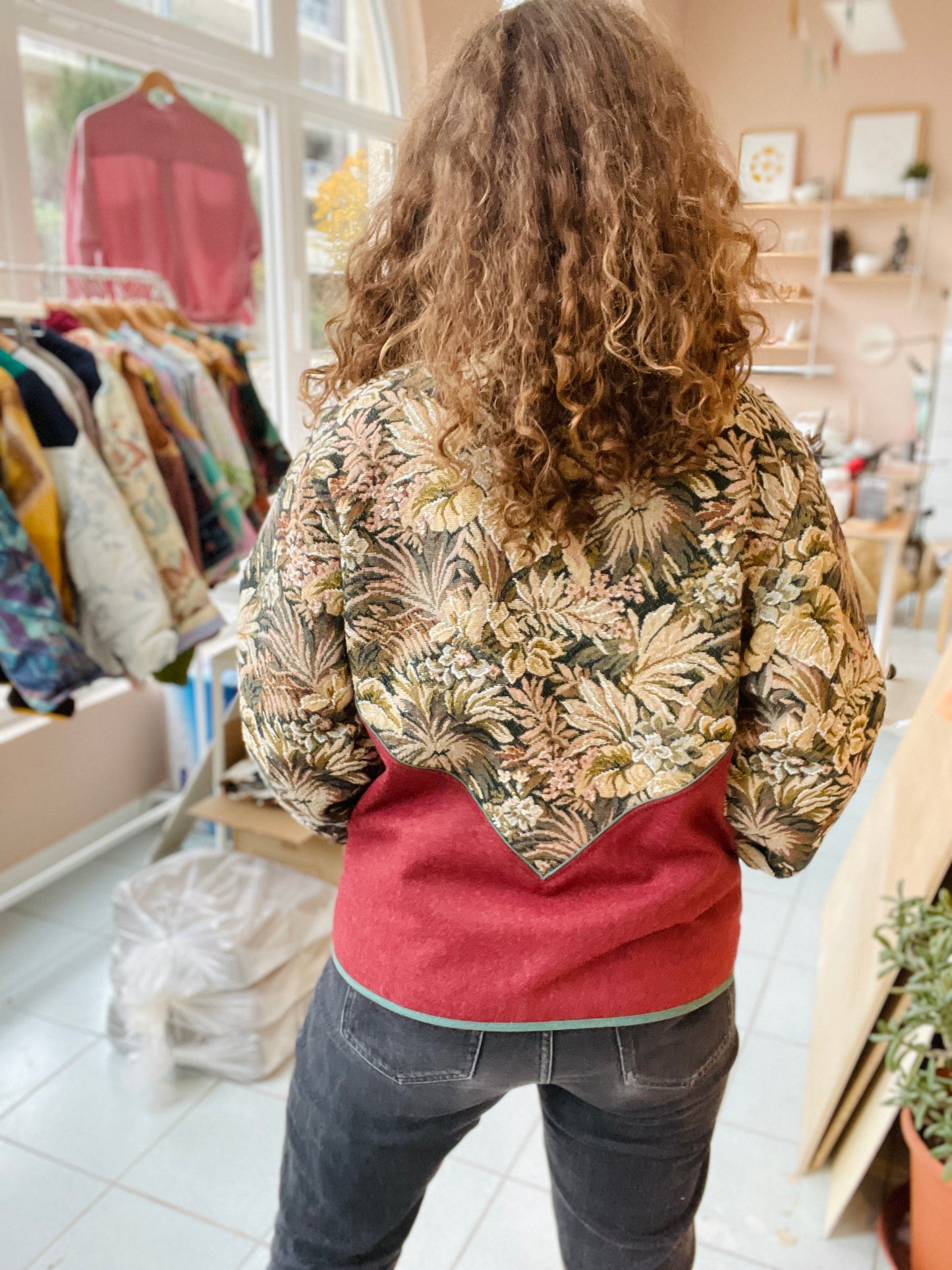 Veste Mazette : tapisserie verte