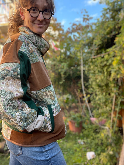 Veste Mazette : patchwork tapisserie nature