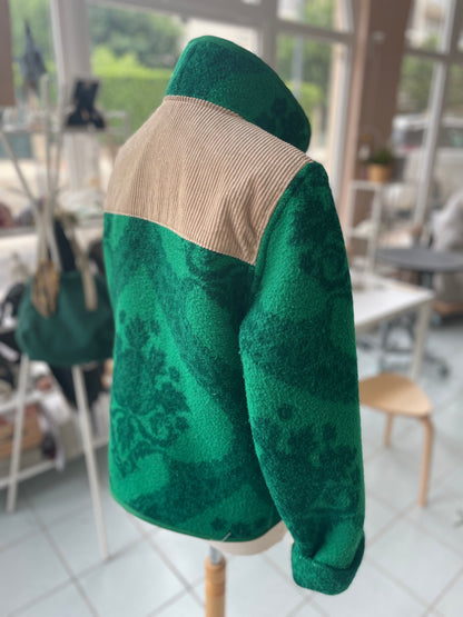 Veste Mazette : couverture verte et velours côtelé
