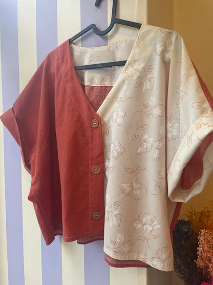 Blouse - Rouille et crème