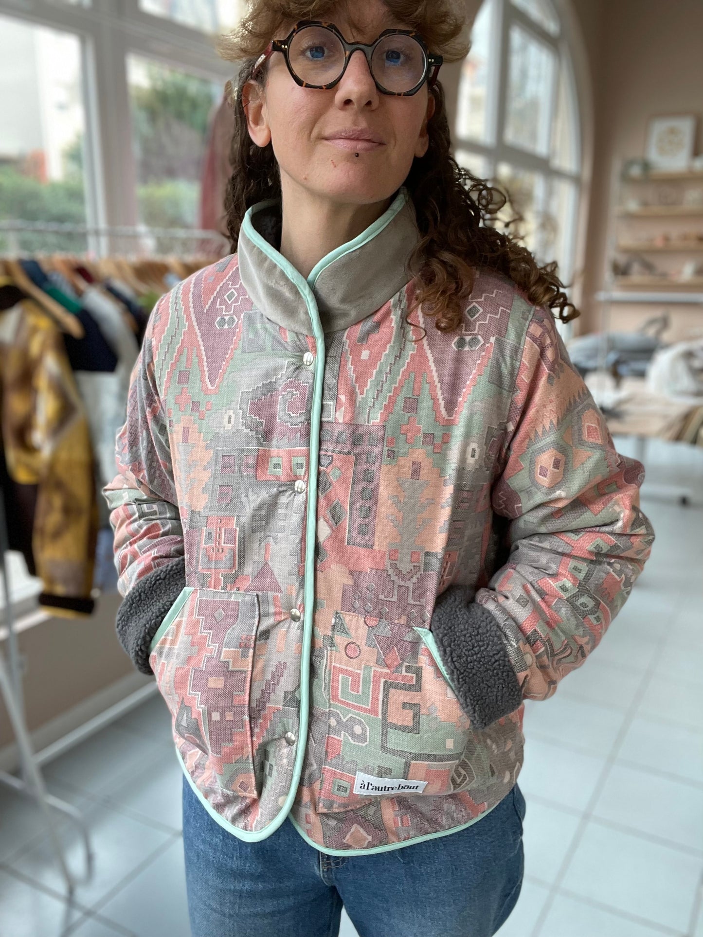 Veste Mazette : polaire et couvre-lit rétro