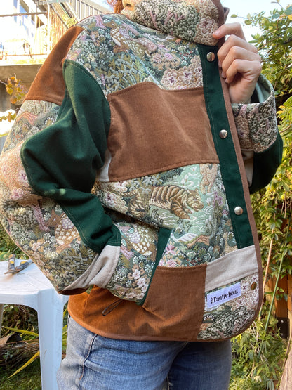 Veste Mazette : patchwork tapisserie nature