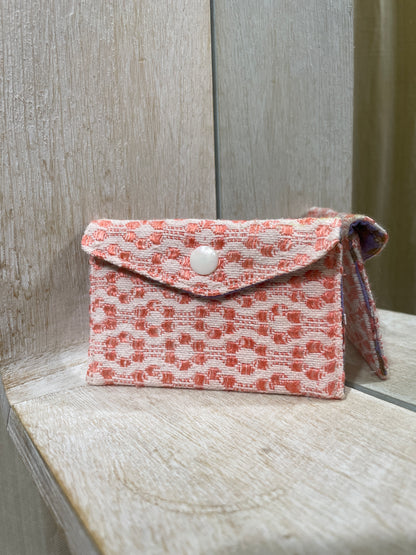Porte carte - corail tissé