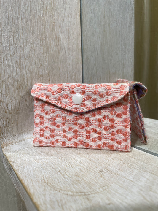 Porte carte - corail tissé