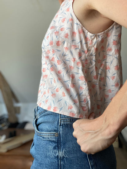 Top Lanza - Dos nu rose à fleurs