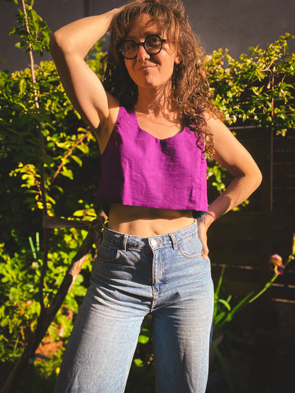 Crop top rétro provençal  - Reversible