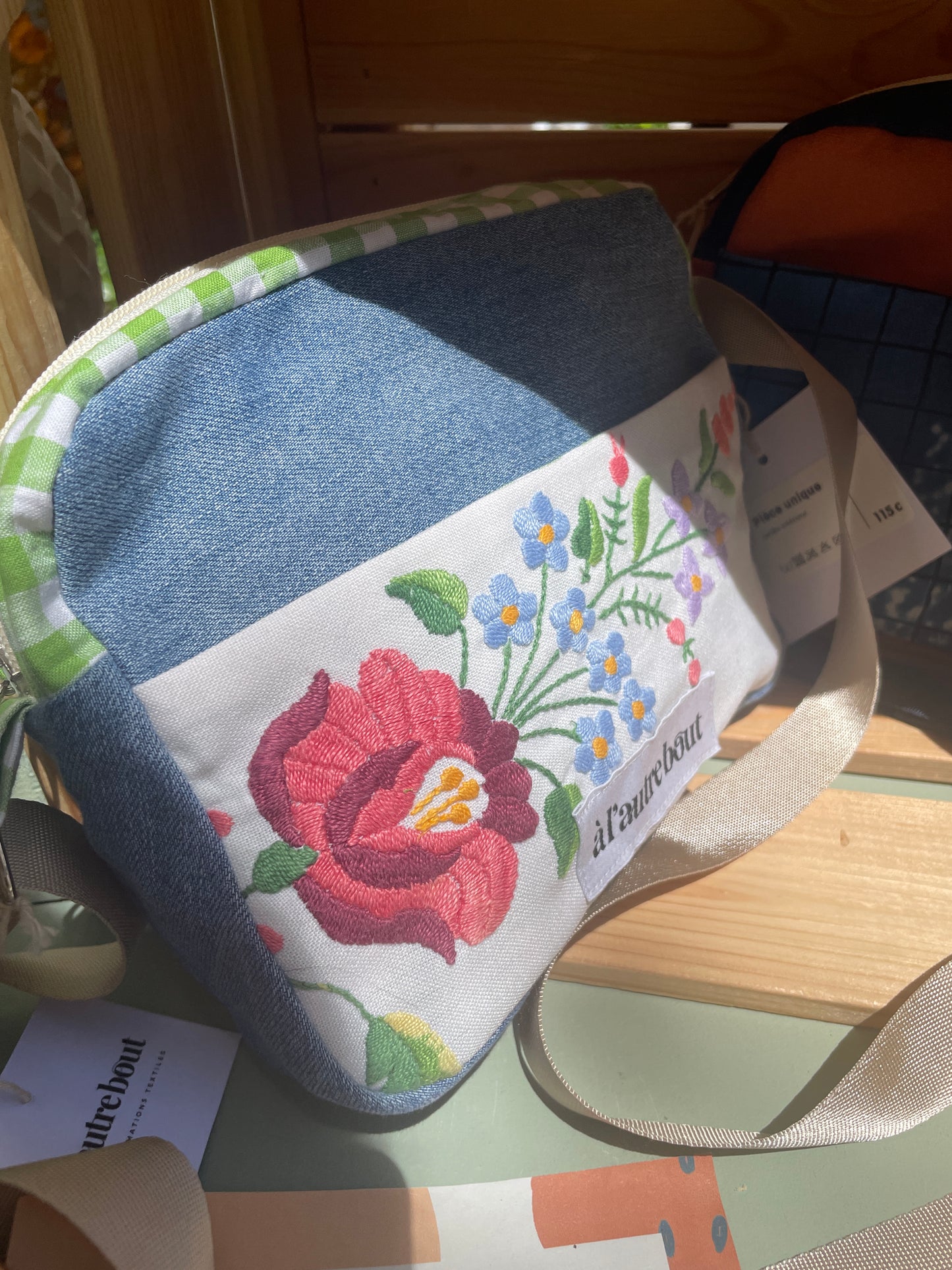 Sac rectangle - broderie et vichy